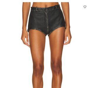 LAMARQUE Annaise Leather Mini Shorts, Distressed Black, Size S